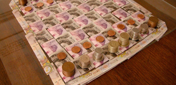 Chessboard made from money